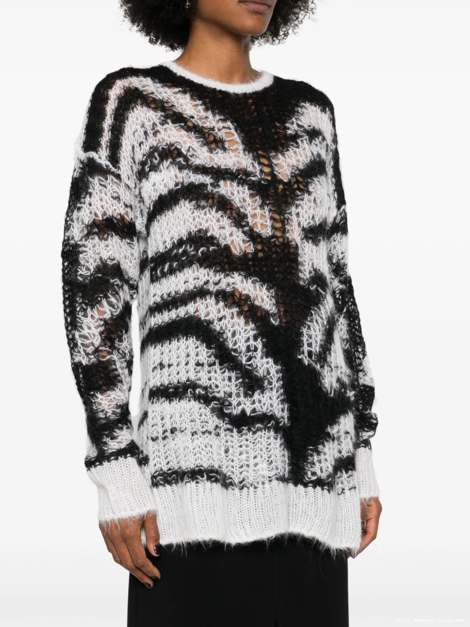 Cheap tiger-pattern open-knit McCartney Women Stella jumper 0522
